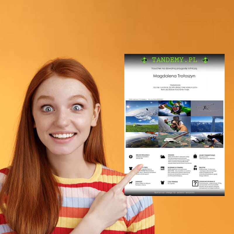 Voucher, skok spadochronowy, tandem